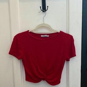 Red “gaze” scrunched t-shirt